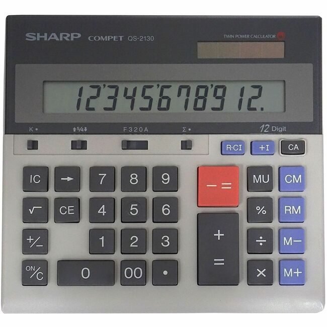Sharp Electronics Calc Comm Dsp Dual Pwr 12DG SHRQS2130