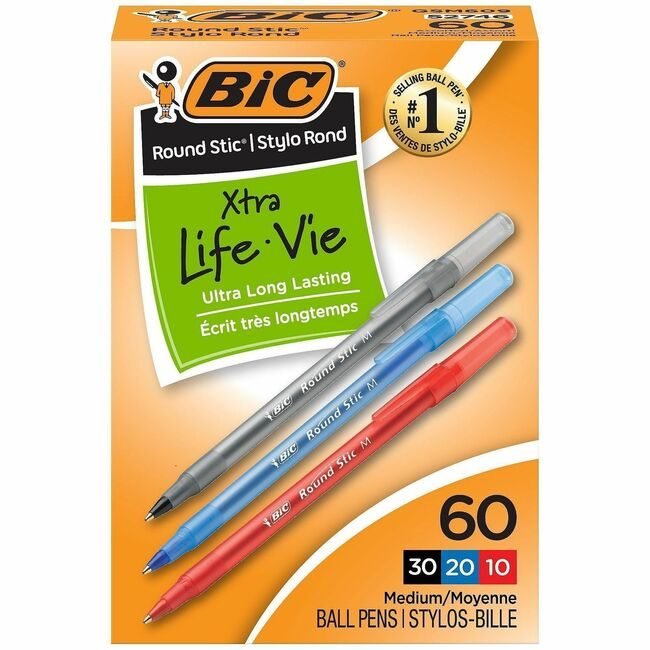 BIC Corporation Pen Round Stk 1.0MM Assorted 60 BICGSM609AST