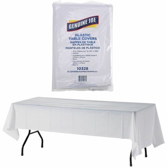 Genuine Joe Tablecovr Plastic 54X108 We GJO10328