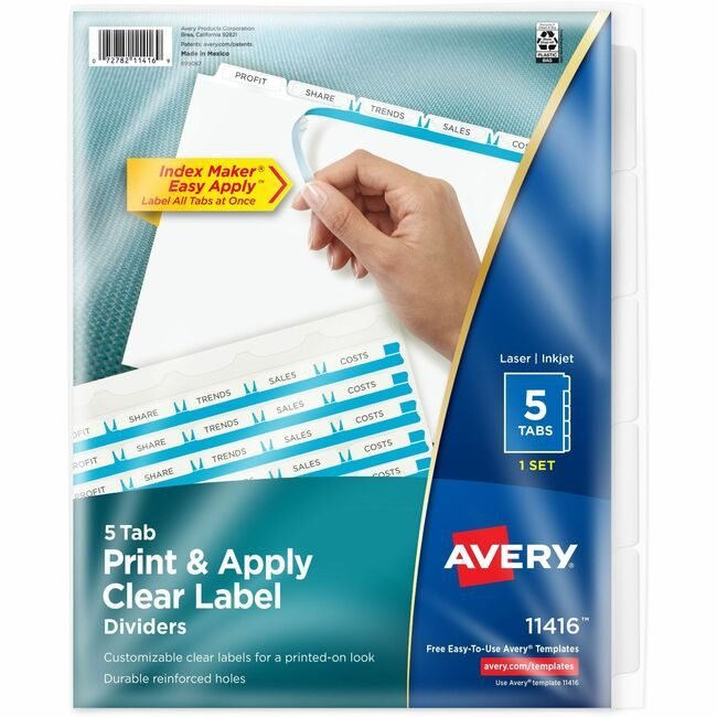 Avery Products Corporation Dividers Index Reg Tab 5TAB AVE11416
