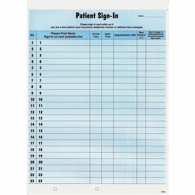 Tabbies Form Sign-In Patient Blue TAB14531