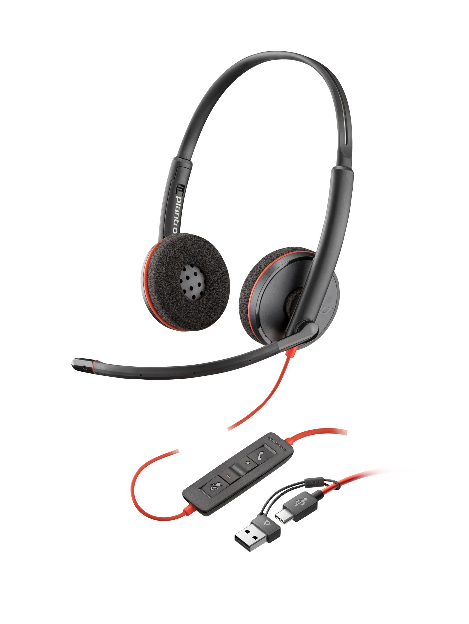 HPI POLY HP Blackwire 3225 Stereo USB-C Headset +3.5mm Plug +USB-C/A Adapter 8X229AA