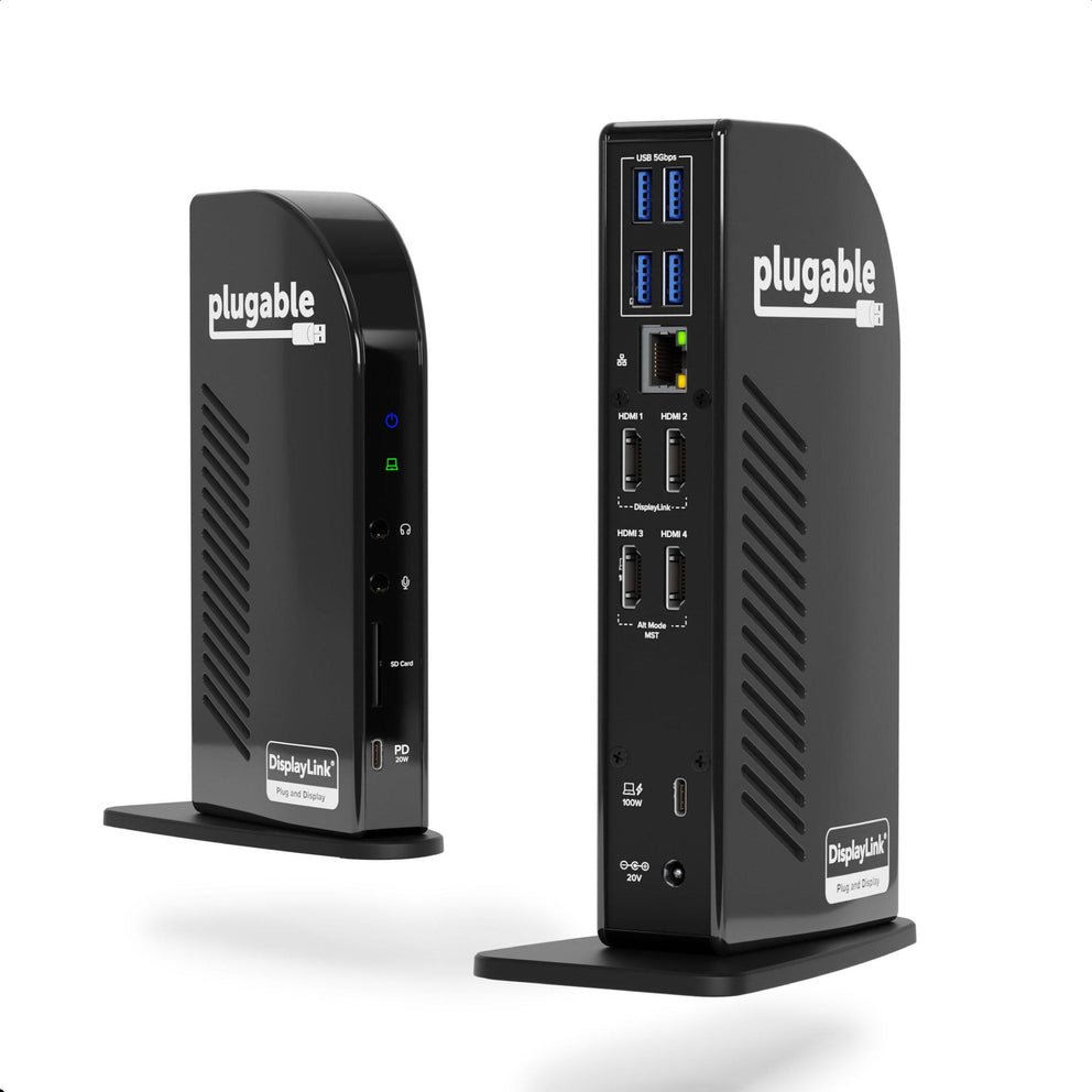 Plugable Technologies UD-3900C4 laptop dock/port replicator Wired USB 3.2 Gen 2 (3.1 Type-C Black