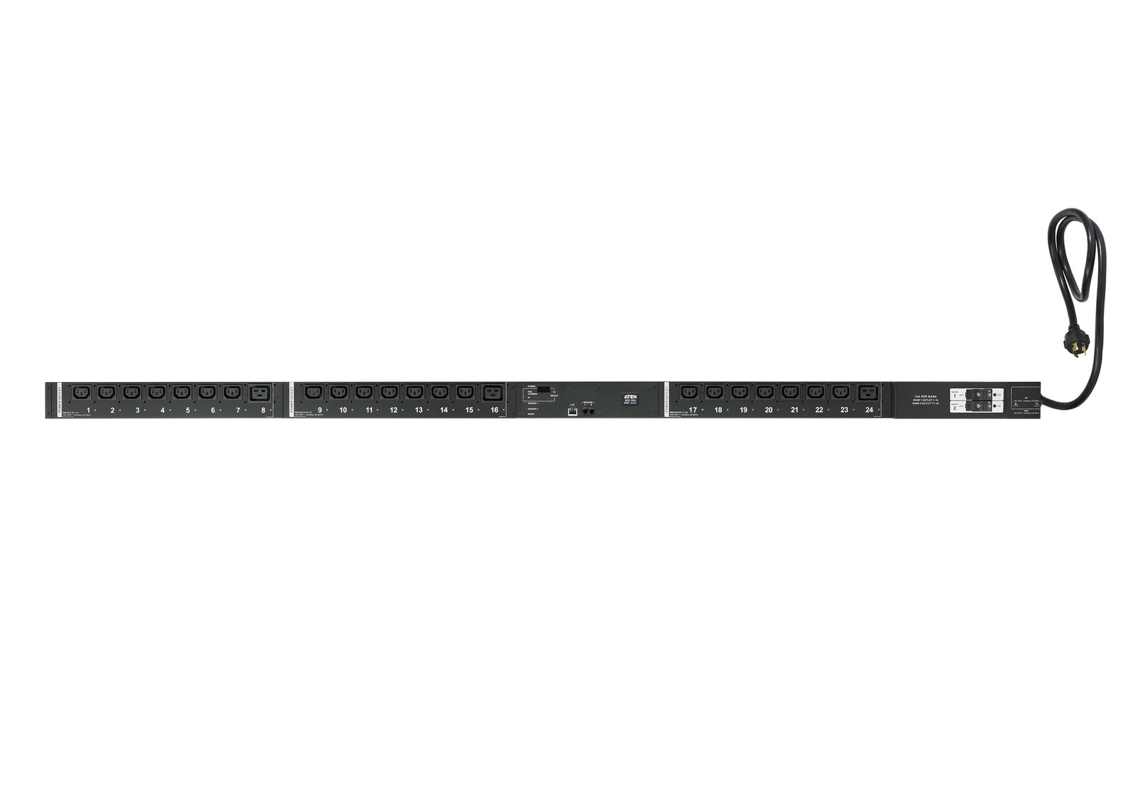 ATEN TECHNOLOGIES 30A/32A 24-Outlet Metered & Switched Low Profile eco PDU PE6324LB