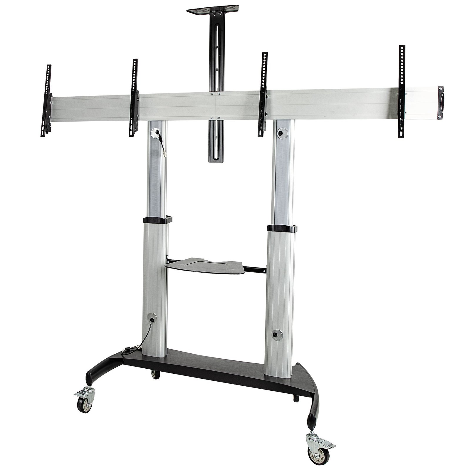 StarTech.com Dual TV Cart for 37-60in VESA TVs up to 110lb/50kg each - Height Adjustable Mount,
