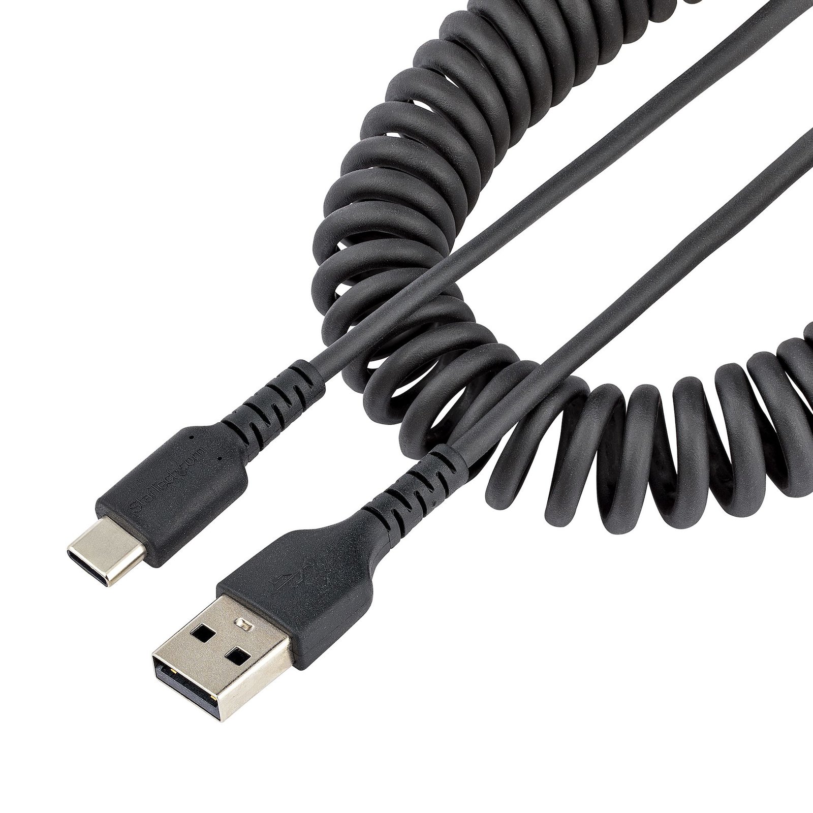 StarTech.com 1.6ft (50cm) USB-A to USB-C Fast Charging Cable, Rugged, Coiled, Charge & Sync, 3A,