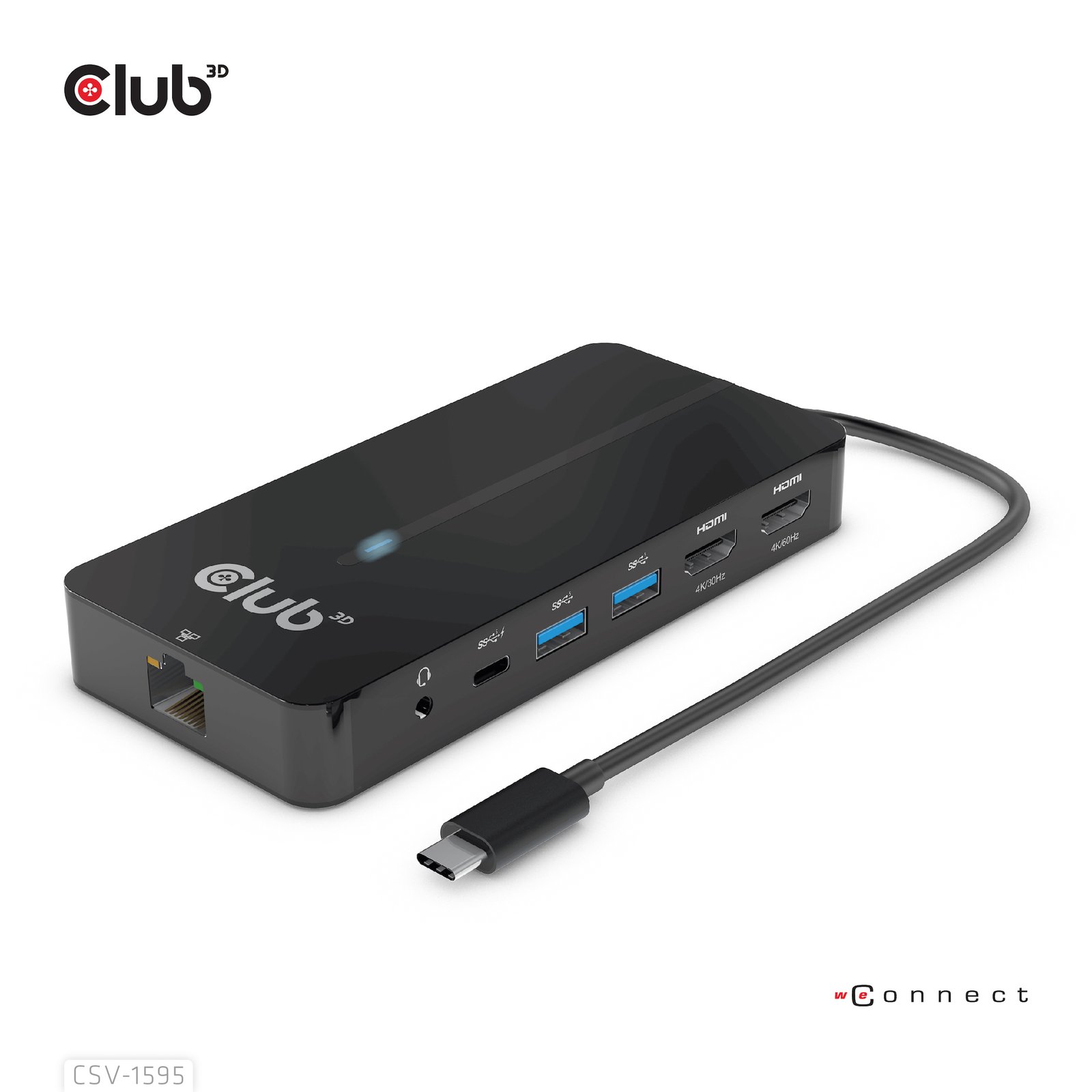 CLUB 3D CLUB3D Type-C 7-in-1 hub with 2x HDMI, USB Gen1 Type-A, 1x RJ45, 3.5mm Audio, 100W Female