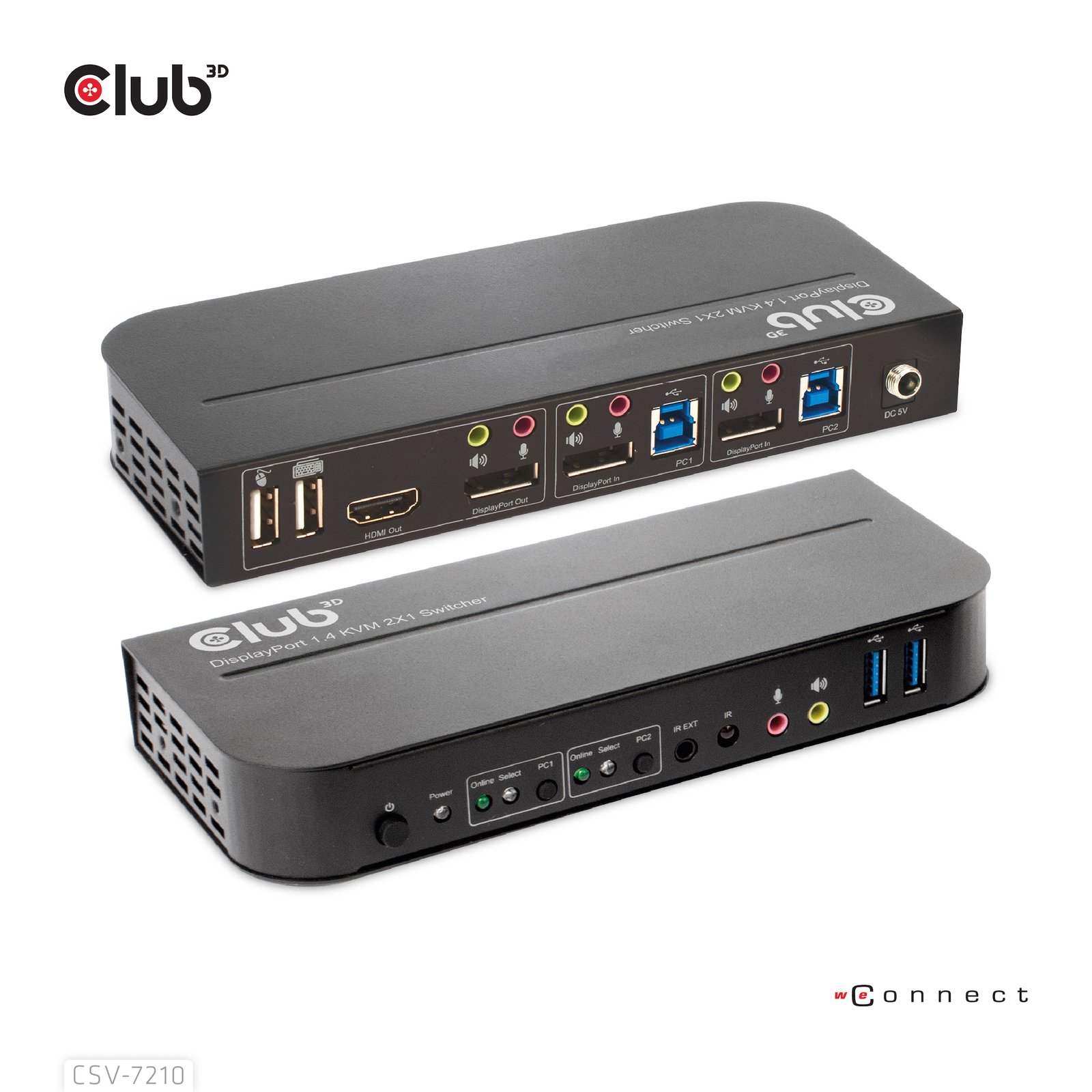 CLUB 3D CLUB3D DisplayPort/HDMI KVM Switch For Dual DisplayPort 4K 60Hz CSV-7210
