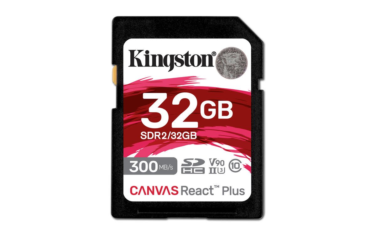 KINGSTON TECHNOLOGY FLASH 32GB Canvas React Plus SDHC UHS-II 300R/260W U3 V90 for Full HD/4K/8K