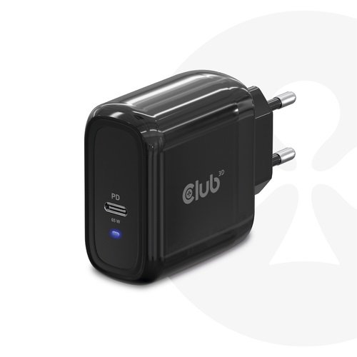 CLUB 3D CLUB3D Travel Charger 65W GAN technology, Single port USB Type-C, Power Delivery(PD) 3.0
