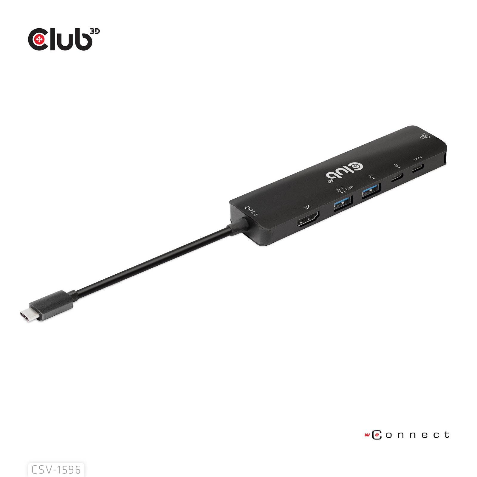 CLUB 3D CLUB3D USB Gen1 Type-C, 6-in-1 Hub with HDMI 8K30Hz, 2xUSB Type-A, RJ45 and Data PD