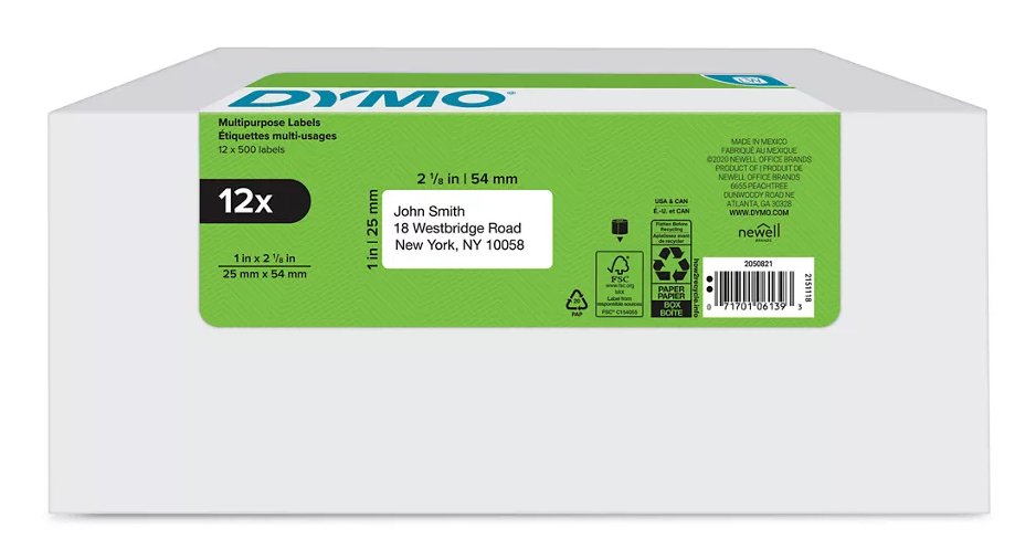 DYMO 2050821 printer label White Self-adhesive