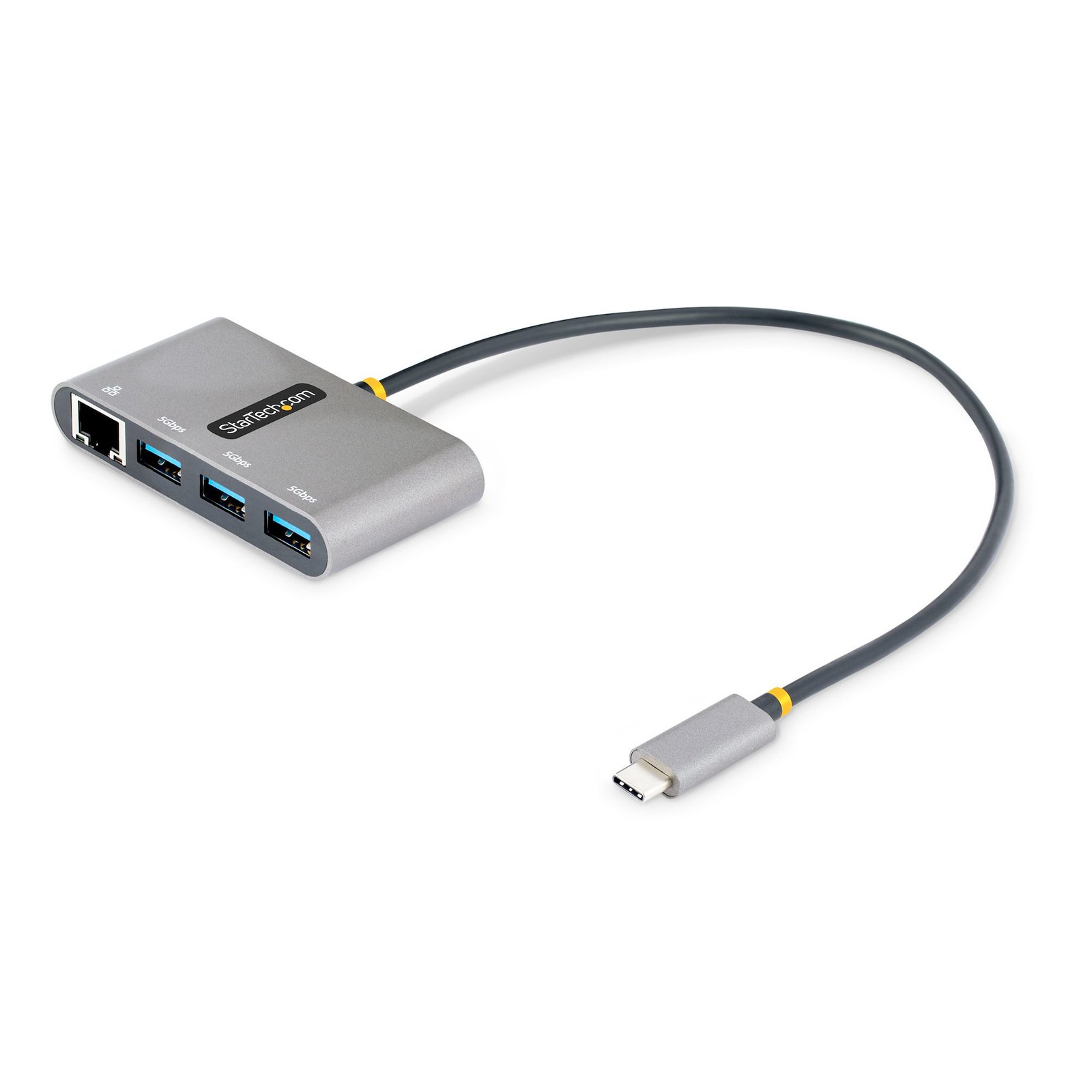 StarTech.com 3-Port USB-C Hub with Ethernet - 3x USB-A - Gigabit - USB 3.0 5Gbps - Bus-Powered -