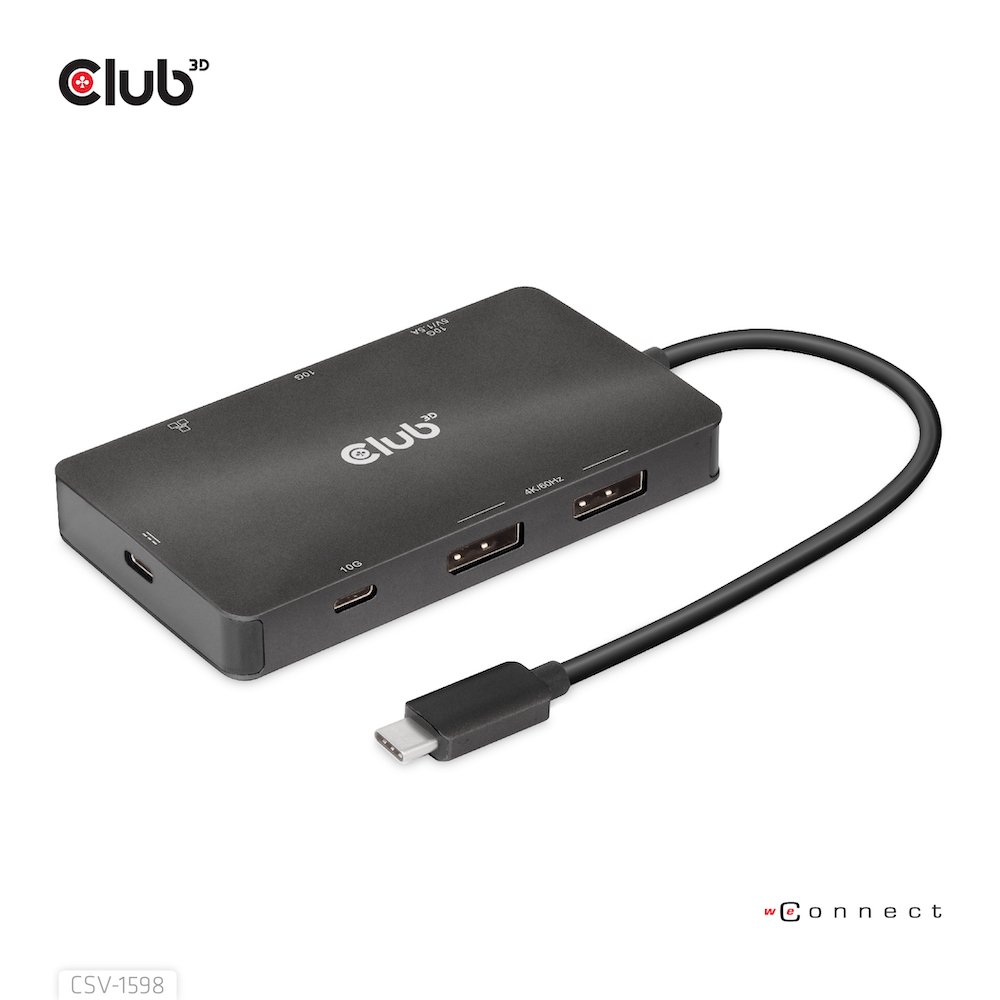CLUB 3D CLUB3D USB Gen2 Type-C to Dual DisplayPort 4k60Hz 7-in-1 HUB CSV-1598