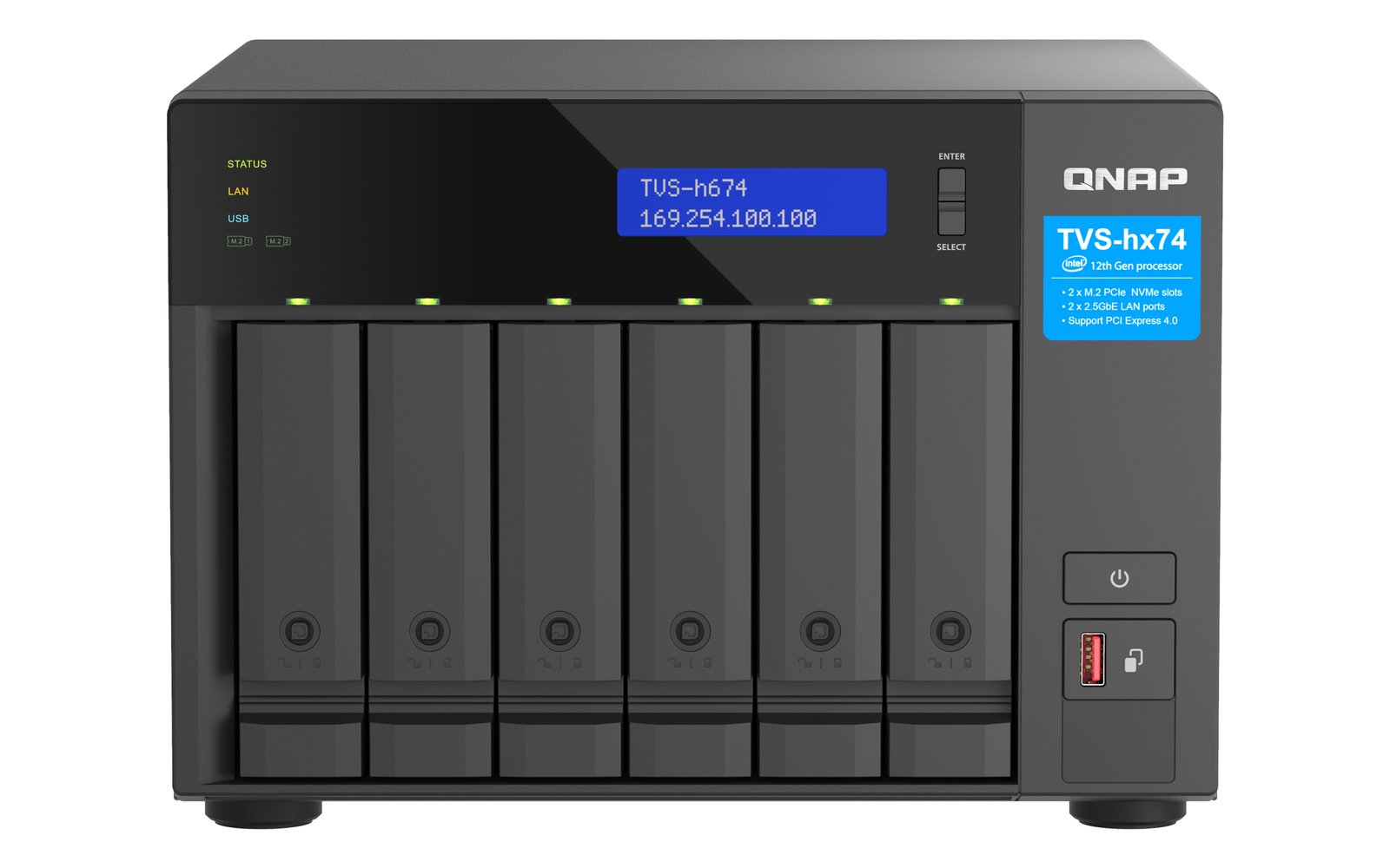 QNAP TVS-h674 NAS Tower Intel® Core™ i3 i3-12100 16 GB DDR4 0 TB QuTS hero Black TVS-H674-I3-16G-US