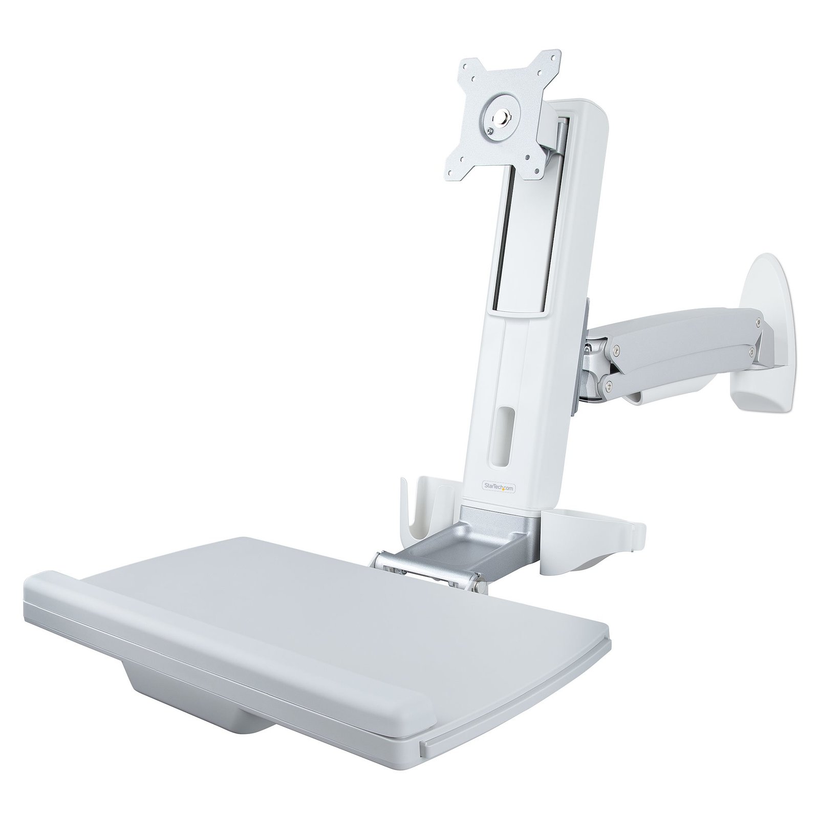 StarTech.com Wall Mount Workstation, Full Motion Sit Stand Desk w/ Height Adjustable VESA Monitor