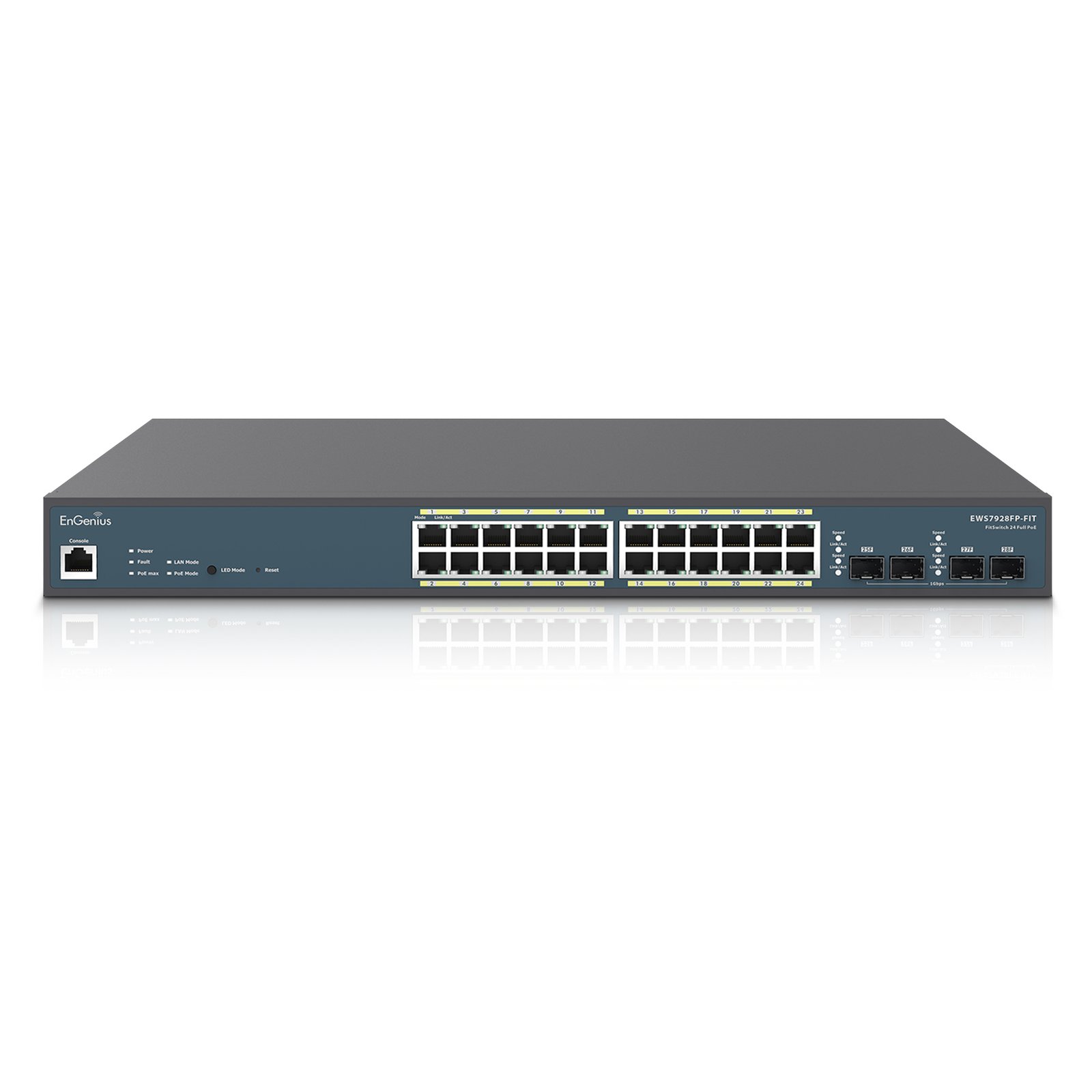 EnGenius Switch 24-port GbE PoE.af/at(+) 410W 4xSFP L2 19i EWS7928FP-FIT