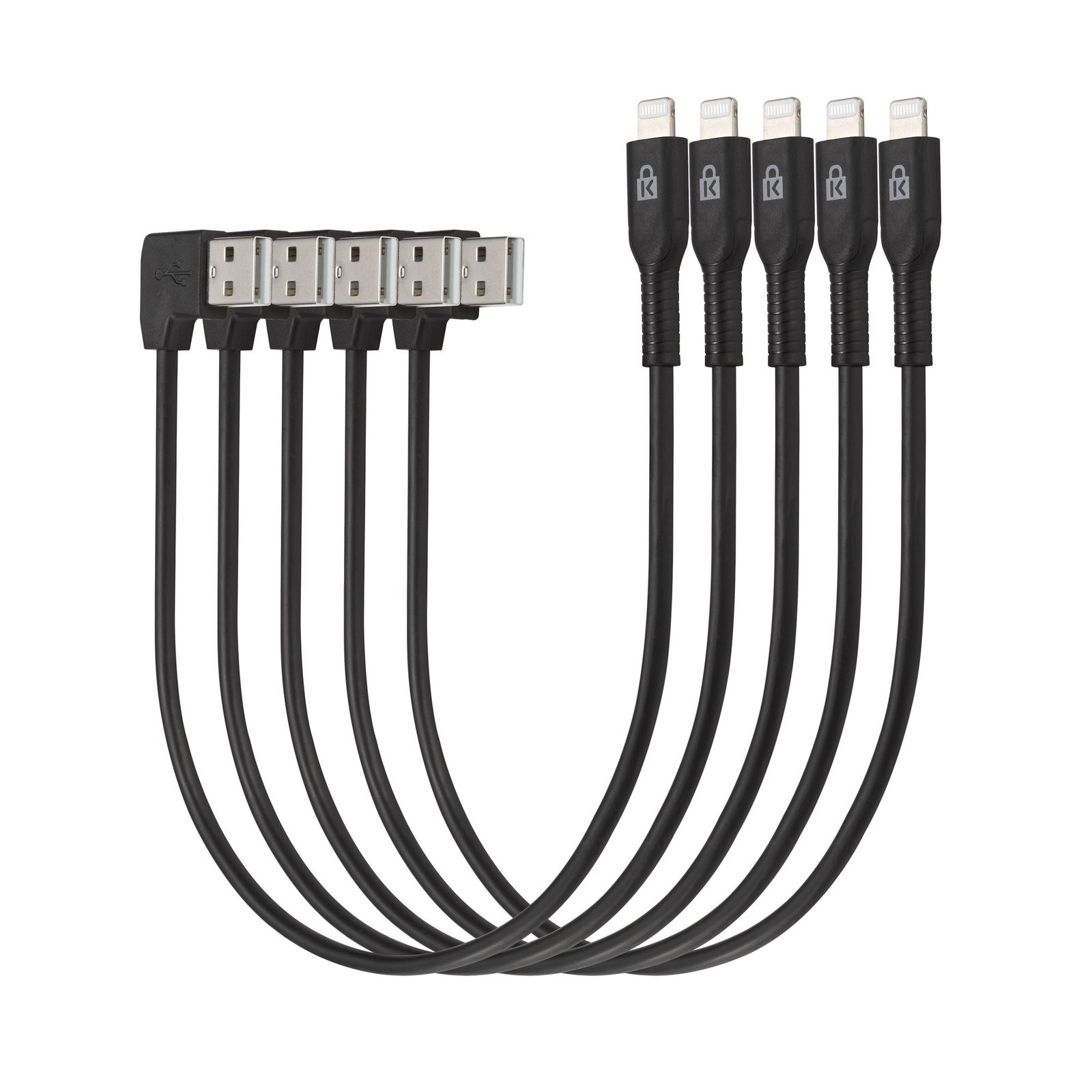 KENSINGTON TECHNOLOGY GROUP Charge & Sync Cable, Universal Tablet, USB to Lightning – 5 pack