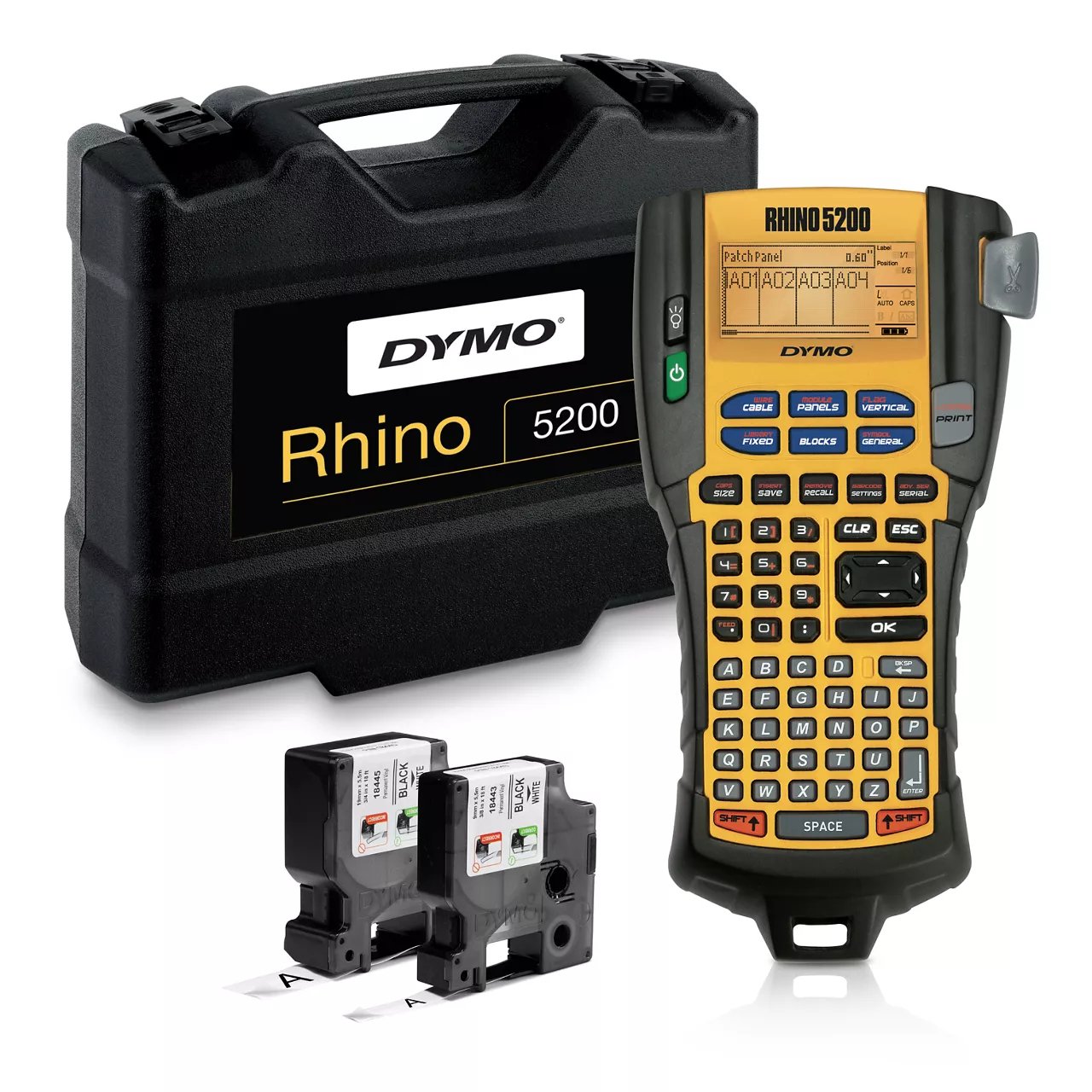 DYMO CORPORATION RHINO Industrial Label Maker | 5200 MakerTime-Saving Hot KeysPrints FastDurable 1756589