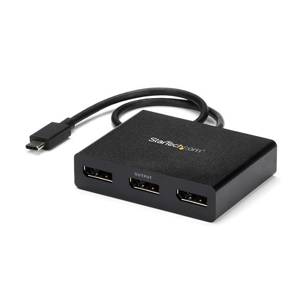 StarTech.com 3-Port USB-C Multi-Monitor Adapter, USB Type-C to 3x DisplayPort 1.2 MST Hub, Triple MSTCDP123DP