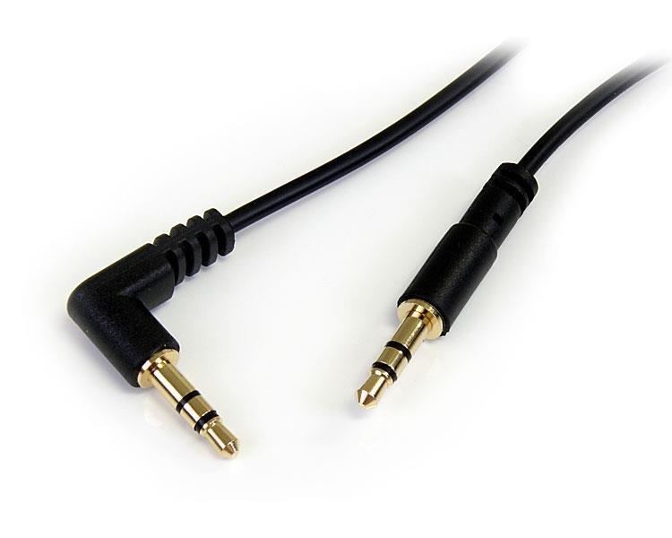 StarTech.com 1 ft Slim 3.5mm to Right Angle Stereo Audio Cable - M/M MU1MMSRA