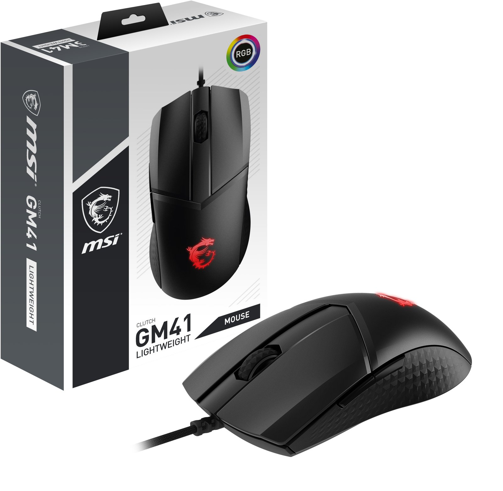 MSI - COMPONENTS CLUTCH GM41 LIGHTWEIGHT RGB FPS Gaming Mouse 'upto 16000 DPI Fast Optical Sensor, CLUTCHGM41LW