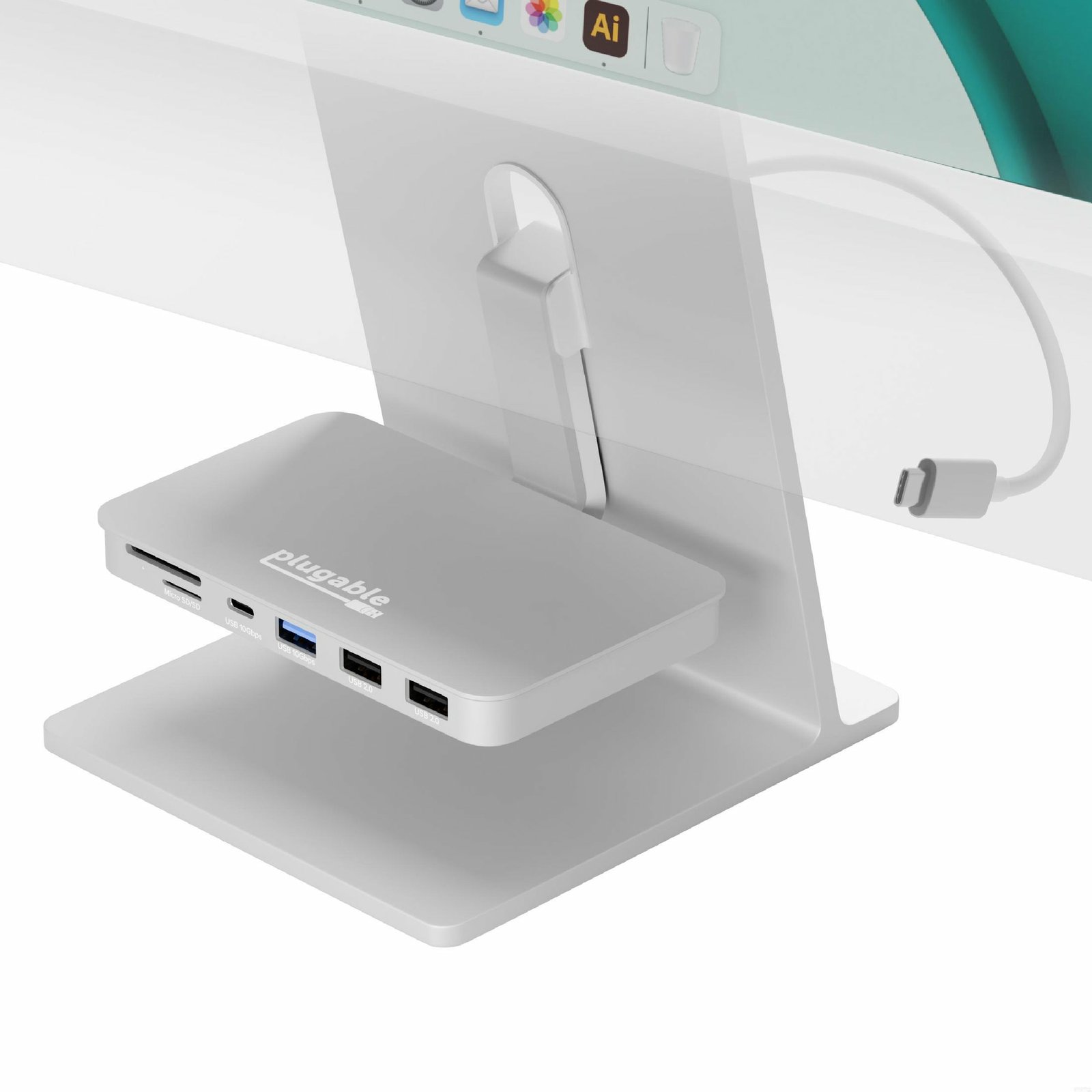 Plugable Technologies USB C Hub for iMac 24 Inch 2021 and 2023, 6-in-1 Multiport Adapter with