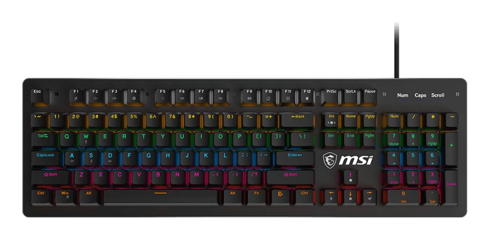 MSI - COMPONENTS FORGE GK300 BLUE US keyboard Gaming USB QWERTY English Black FORGEGK300