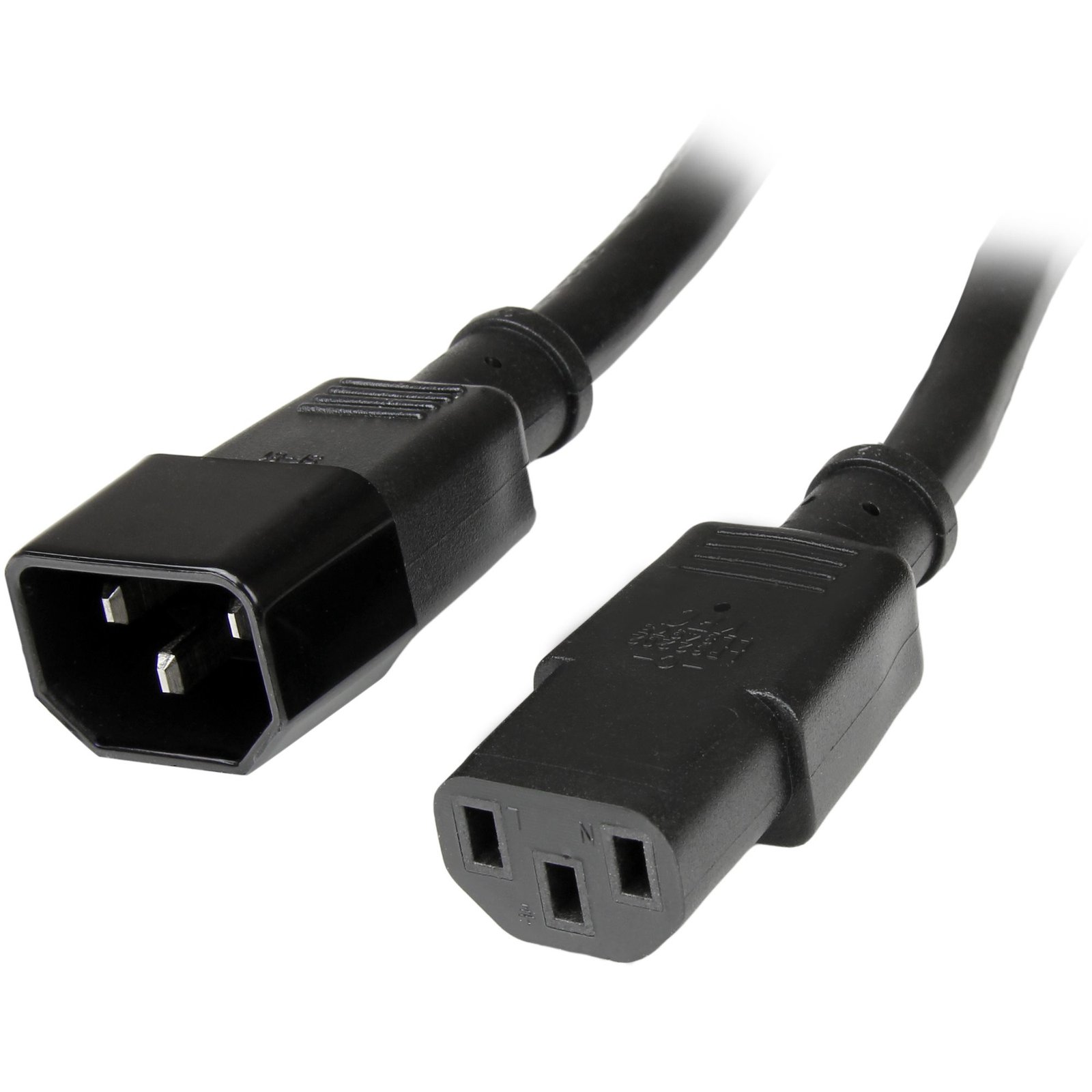 StarTech.com 3ft (1m) Power Extension Cord, C14 to C13, 10A 125V, 18AWG, Computer IEC-320-C14 PXT1003