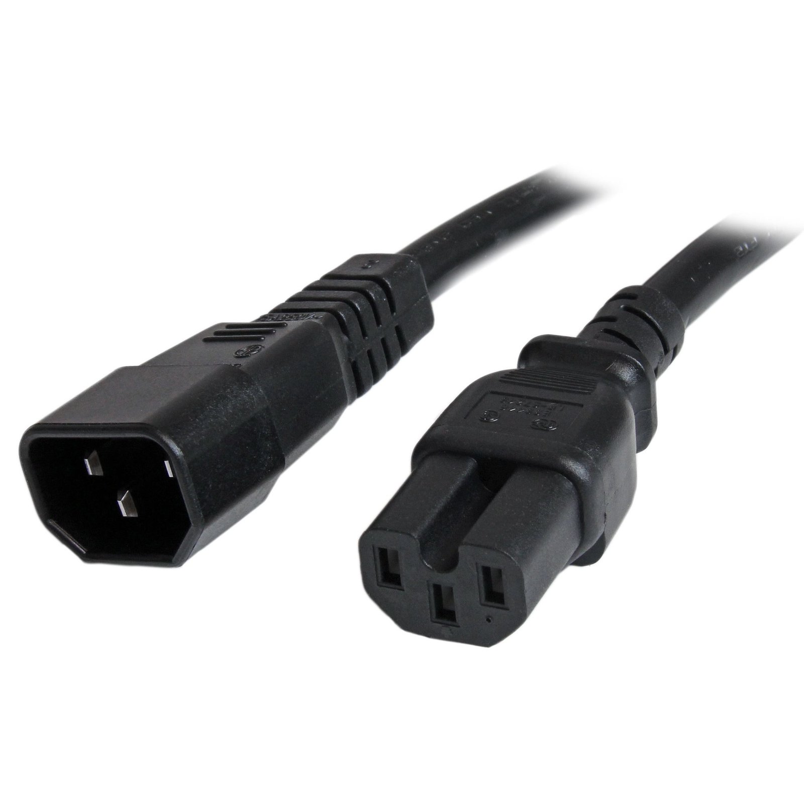 StarTech.com 3ft (1m) Heavy Duty Extension Cord, IEC 320 C14 to C15 Black 15A 250V, 14AWG, Gauge PXTC14C153