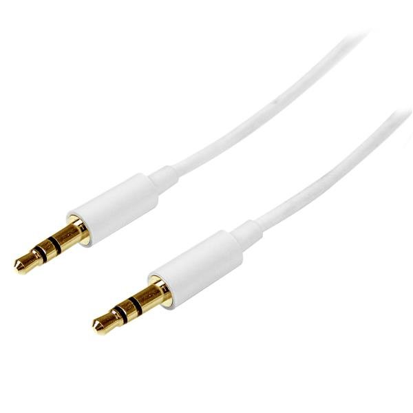 StarTech.com 1m White Slim 3.5mm Stereo Audio Cable - Male to MU1MMMSWH