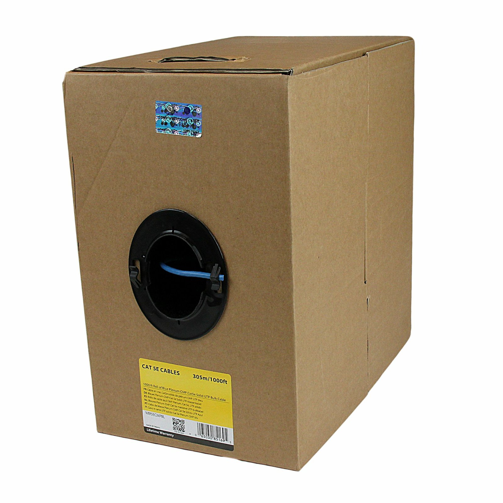 StarTech.com Bulk Cat 5e Ethernet Cable - 1000 ft. - Solid - Plenum CMP - Blue - TAA Compliant WIR5ECMPBL