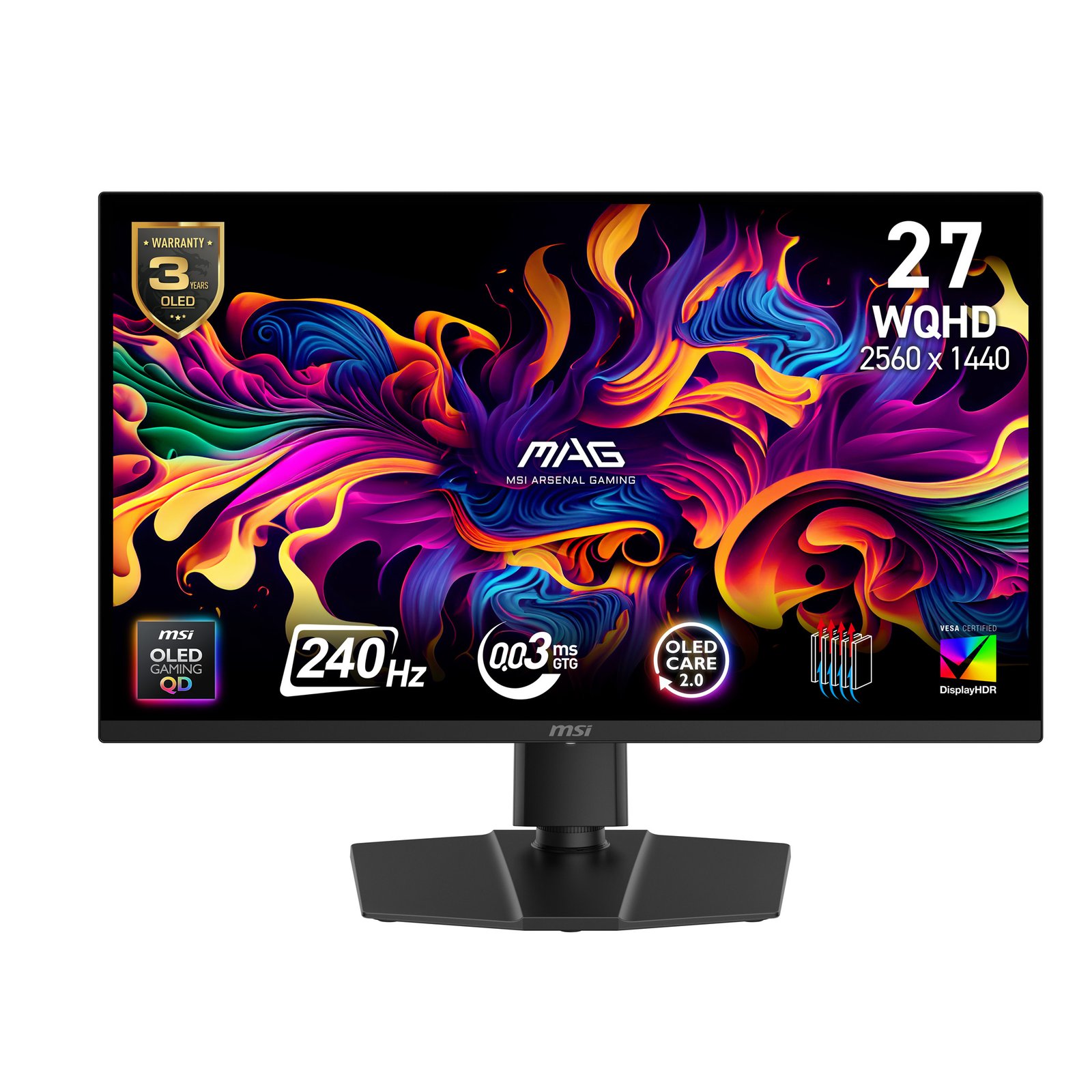 MSI - MONITORS MAG 271QP QD-OLED X24 computer monitor 67.3 cm (26.5") 2560 x 1440 pixels Wide Quad MAG271QPQDOLEDX24
