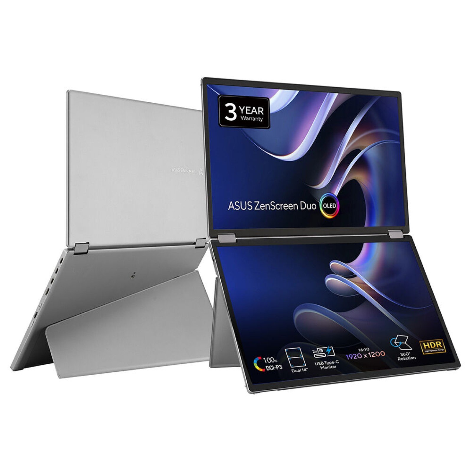 ASUS - DISPLAY ZenScreen Duo OLED MQ149CD computer monitor 35.6 cm (14") 1920 x 1200 pixels WUXGA