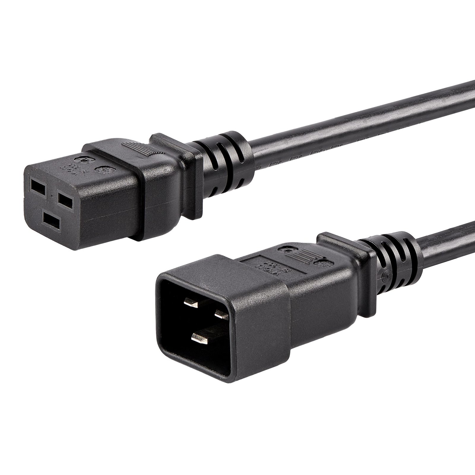 StarTech.com 10ft (3m) Heavy Duty Extension Cord, IEC 320 C19 to C20 Black 15A 250V, 14AWG, Gauge PXTC19201410
