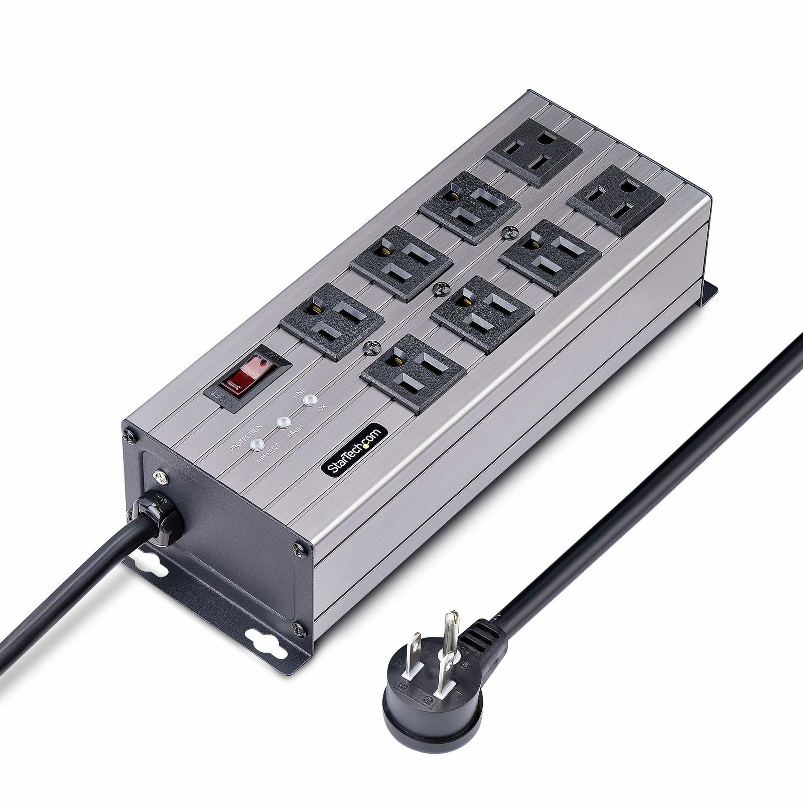 StarTech.com 8-Outlet Industrial Power Strip 125V/15A, EMI/RFI Isolation, Surge Protection, 8N515S12POWERST