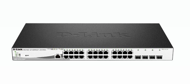 D-Link Systems 28-Port Gigabit PoE+ Smart Managed Switch including 4 x 100/1000Mbps Combo Ports DGS121028MP