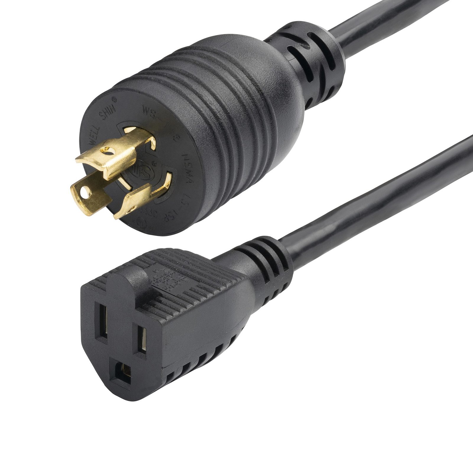 StarTech.com 1ft (30cm) Heavy Duty Power Cord, Twist-Lock NEMA L5-15P to 5-15R Black Adapter 15A W31C4100POWERCO